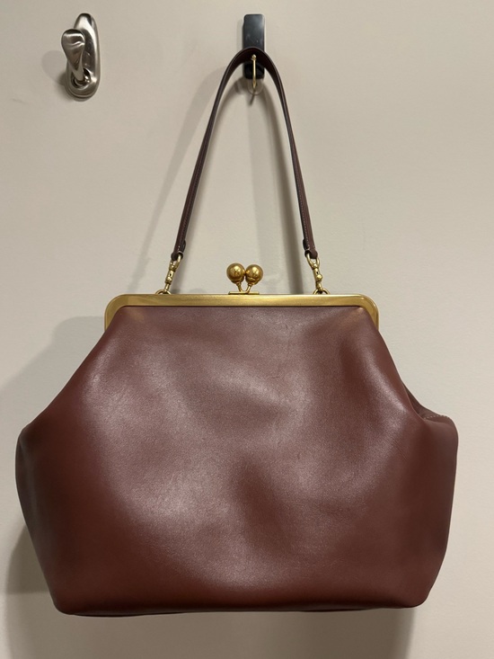Coach Handbags - Coach Large Kisslock Frame Bag in Brown with Gold Hardware